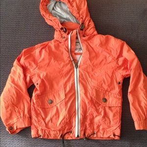 Lightweight orange windbreaker w/ detachable hood
